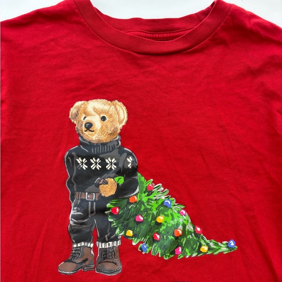 Ralph Lauren polo Bear red holiday long sleeve tshirt age 14-16 cotton tee - Picture 4 of 8